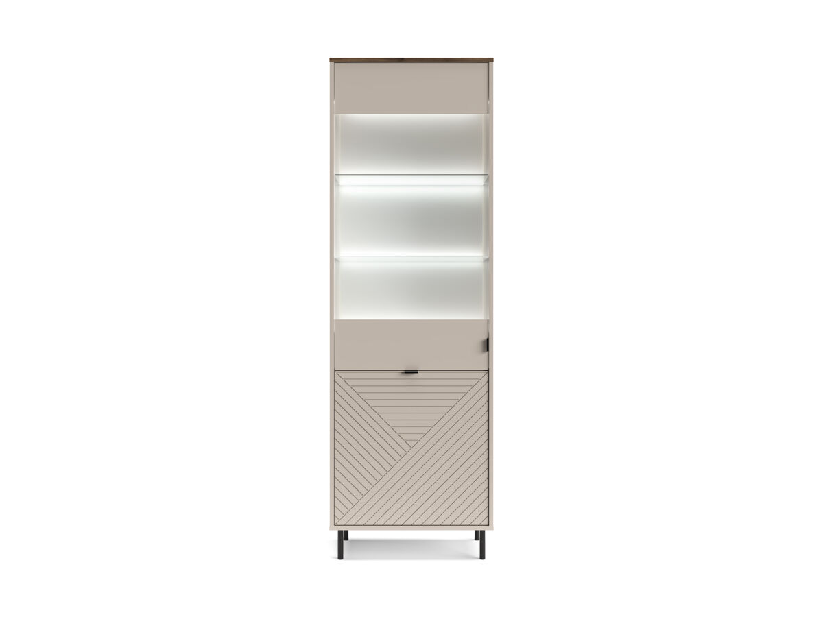 Vitrina 2 puertas y 5 huecos cashmere y roble mirage