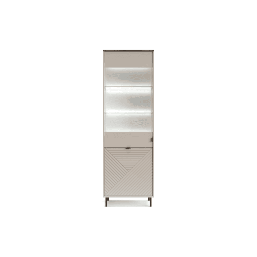 Vitrine MIRAGE com 2 portas e 5 prateleiras caxemira e carvalho Vitrine MIRAGE com 2 portas e 5 prateleiras caxemira e carvalho