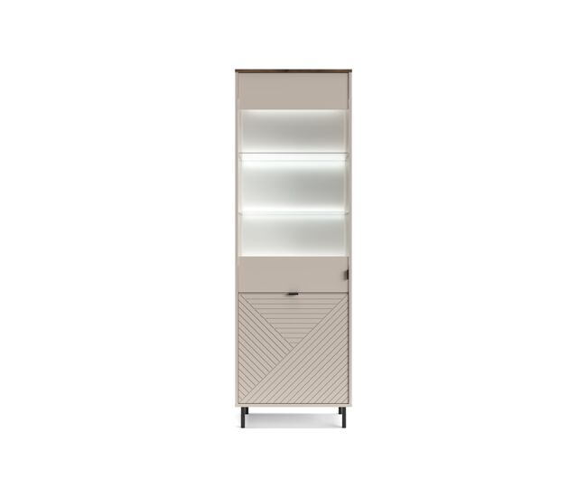 Vitrina 2 puertas y 5 huecos cashmere y roble mirage
