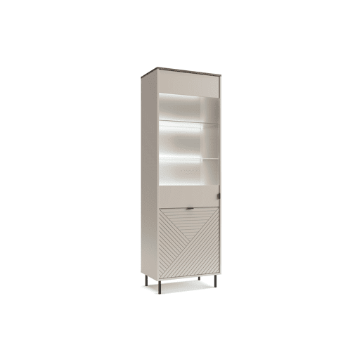 Vitrine MIRAGE com 2 portas e 5 prateleiras caxemira e carvalho Vitrine MIRAGE com 2 portas e 5 prateleiras caxemira e carvalho
