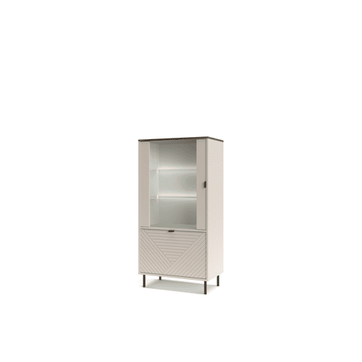 Vitrine MIRAGE de 2 portas caxemira e carvalho Vitrine MIRAGE de 2 portas caxemira e carvalho
