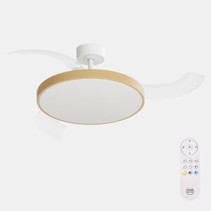 Ventoinha de teto retrátil SHIRO M LED 30W 107cm efeito madeira