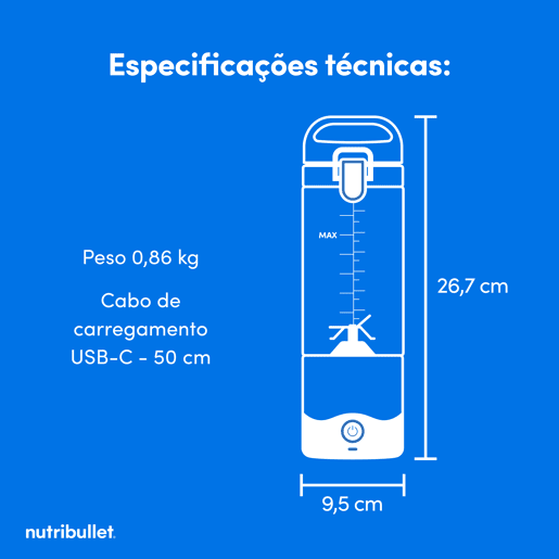 Liquidificador portátil NUTRIBULLET NBP003NBL 0,475 litros