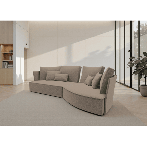 Chaise longue LUGANO direita 4 lugares tecido 1 cor vison