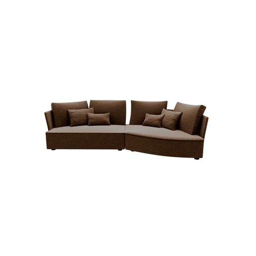 Chaise longue LUGANO direita 4 lugares tecido 1 cor castanho