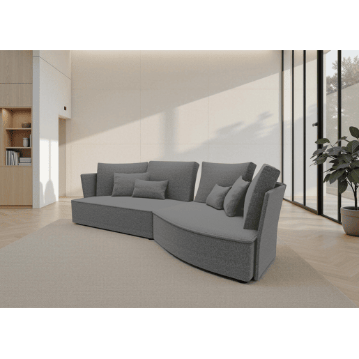 Chaise longue LUGANO direita 4 lugares tecido 1 cor castanho