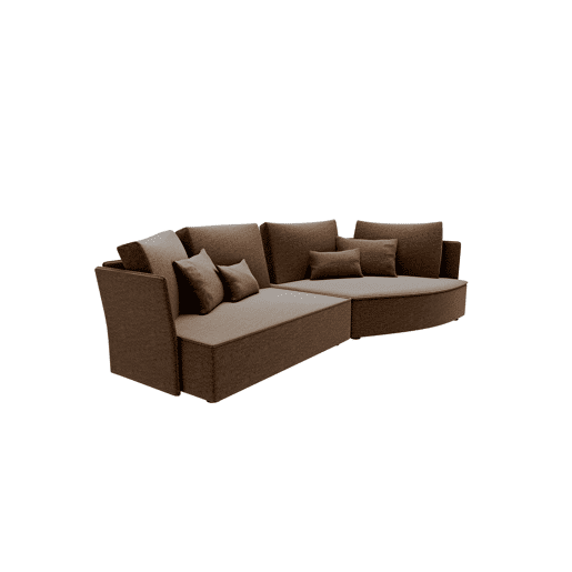 Chaise longue LUGANO direita 4 lugares tecido 1 cor castanho