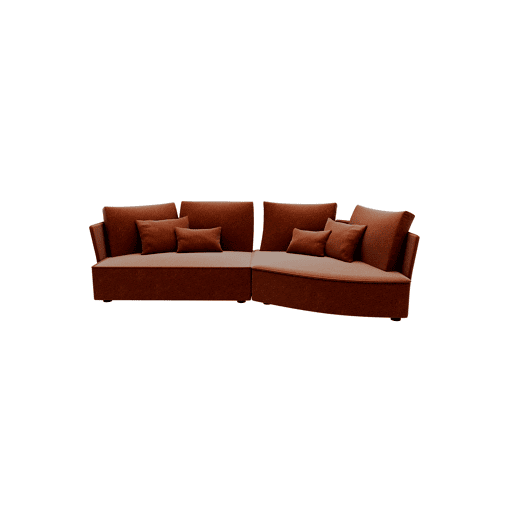 Chaise longue LUGANO direita 4 lugares tecido 1 cor terracota