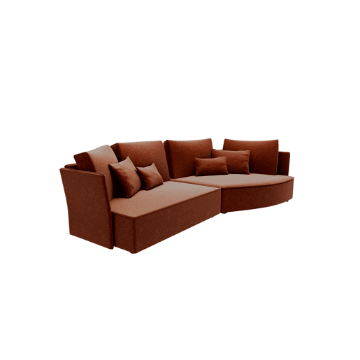 Chaise longue LUGANO direita 4 lugares tecido 1 cor terracota