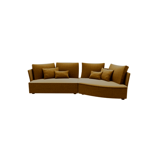 Chaise longue LUGANO direita 4 lugares tecido 1 cor mostarda