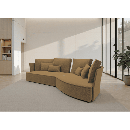 Chaise longue LUGANO direita 4 lugares tecido 1 cor mostarda