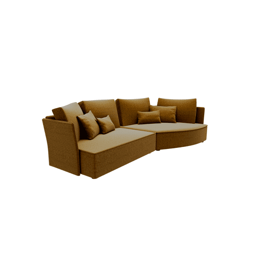 Chaise longue LUGANO direita 4 lugares tecido 1 cor mostarda