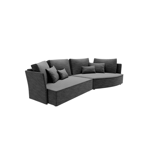 Chaise longue LUGANO direita 4 lugares tecido 1 cor verde