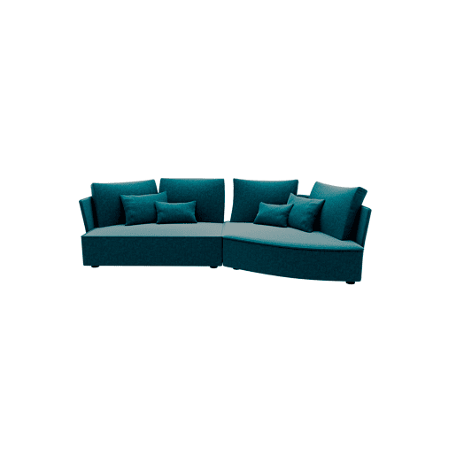 Chaise longue LUGANO direita 4 lugares tecido 1 cor azul turquesa