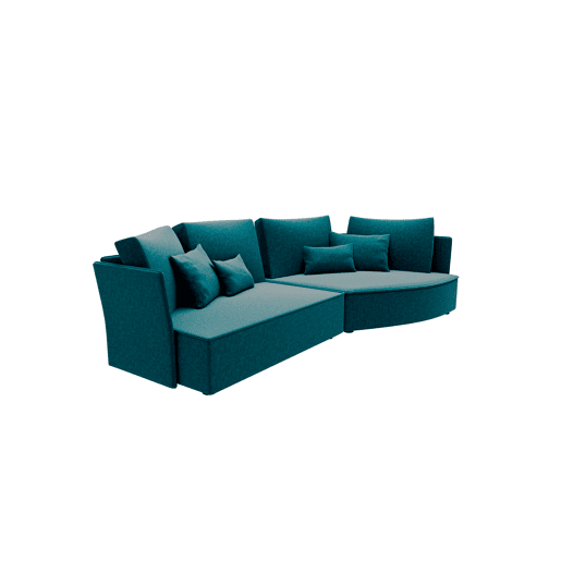 Chaise longue LUGANO direita 4 lugares tecido 1 cor azul turquesa