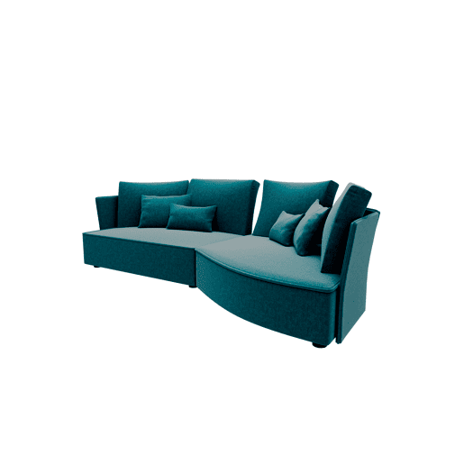 Chaise longue LUGANO direita 4 lugares tecido 1 cor azul turquesa