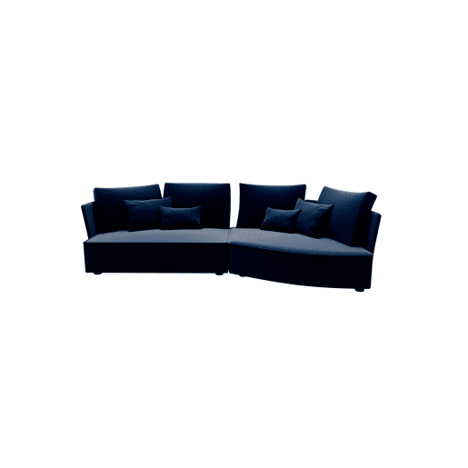 Chaise longue LUGANO direita 4 lugares tecido 1 cor azul