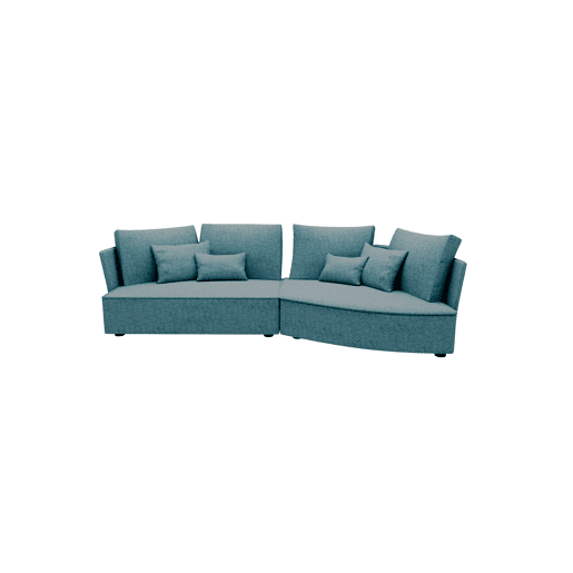 Chaise longue LUGANO direita 4 lugares tecido 1 cor azul claro