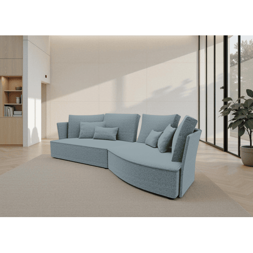 Chaise longue LUGANO direita 4 lugares tecido 1 cor azul claro