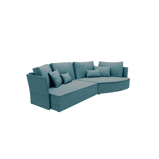 Chaise longue LUGANO direita 4 lugares tecido 1 cor azul claro