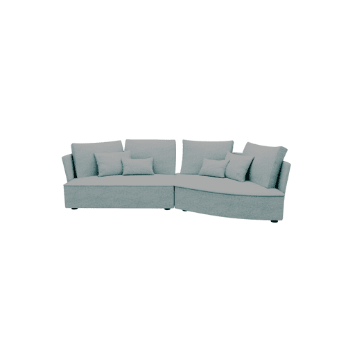 Chaise longue LUGANO direita 4 lugares tecido 1 cor cinza claro