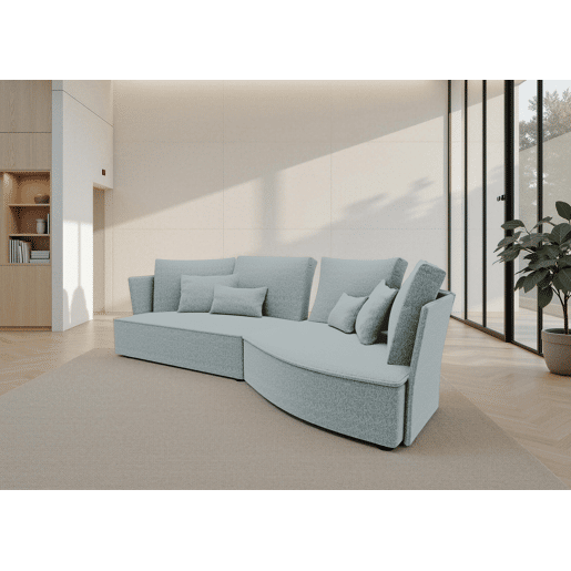 Chaise longue LUGANO direita 4 lugares tecido 1 cor cinza claro