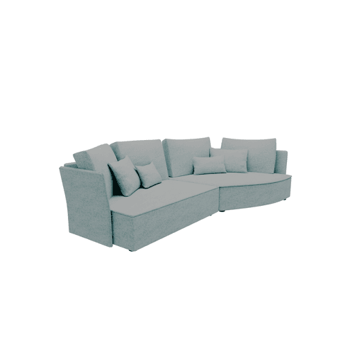 Chaise longue LUGANO direita 4 lugares tecido 1 cor cinza claro