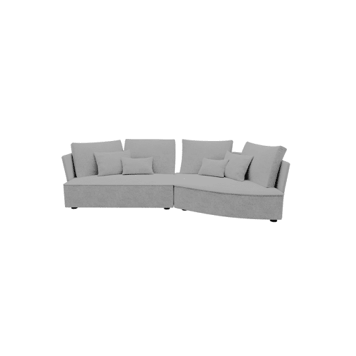 Chaise longue LUGANO direita 4 lugares tecido 1 cor cinza