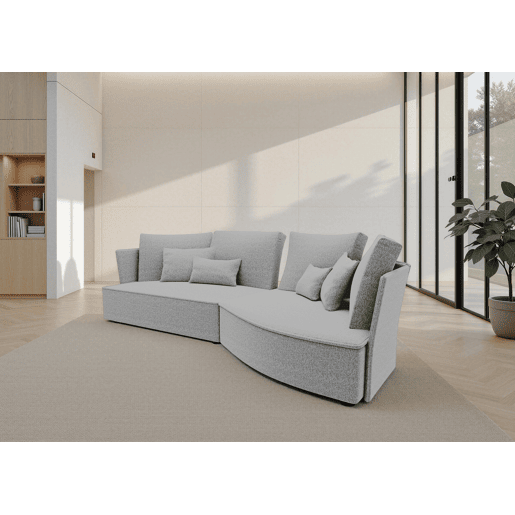 Chaise longue LUGANO direita 4 lugares tecido 1 cor cinza