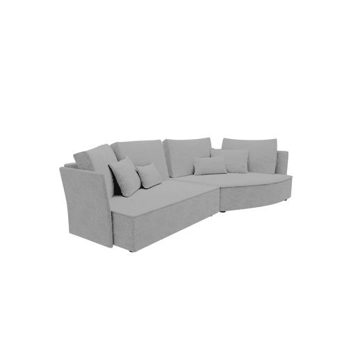 Chaise longue LUGANO direita 4 lugares tecido 1 cor cinza
