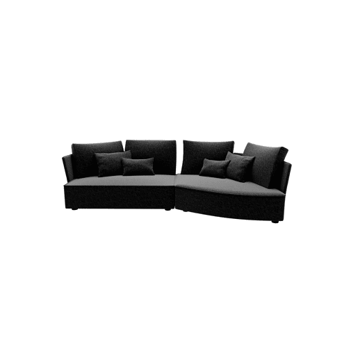 Chaise longue LUGANO direita 4 lugares tecido 1 cor cinza escuro
