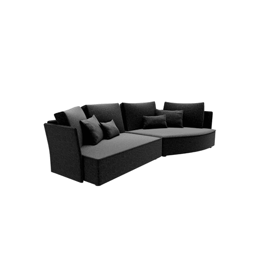 Chaise longue LUGANO direita 4 lugares tecido 1 cor cinza escuro