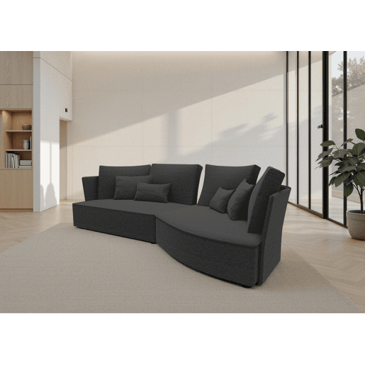 Chaise longue LUGANO direita 4 lugares tecido 1 cor antracite