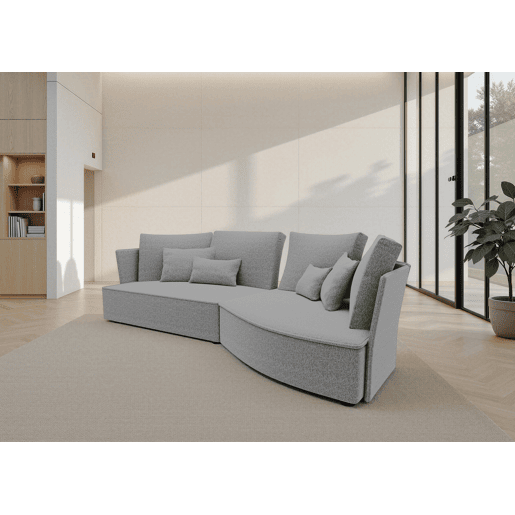 Chaise longue LUGANO direita 4 lugares tecido 2 cor vison