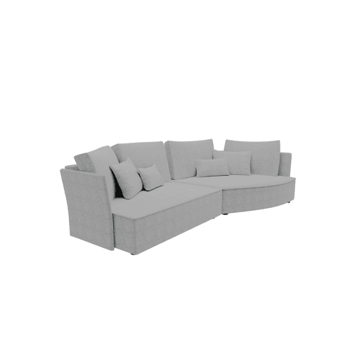 Chaise longue LUGANO direita 4 lugares tecido 2 cor vison