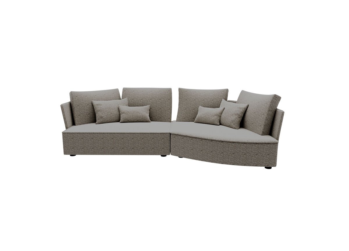 Chaise longue derecha 4 plazas lugano tela 2 color marron