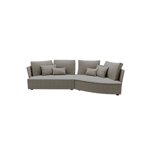 Chaise longue LUGANO direita 4 lugares tecido 2 cor castanho