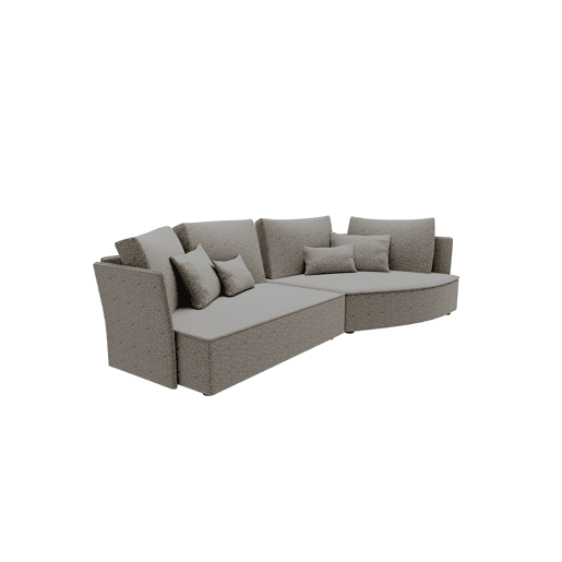 Chaise longue LUGANO direita 4 lugares tecido 2 cor castanho