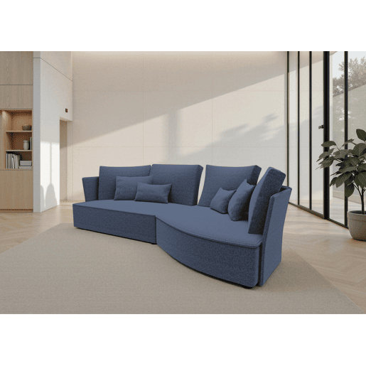 Chaise longue LUGANO direita 4 lugares tecido 2 cor azul