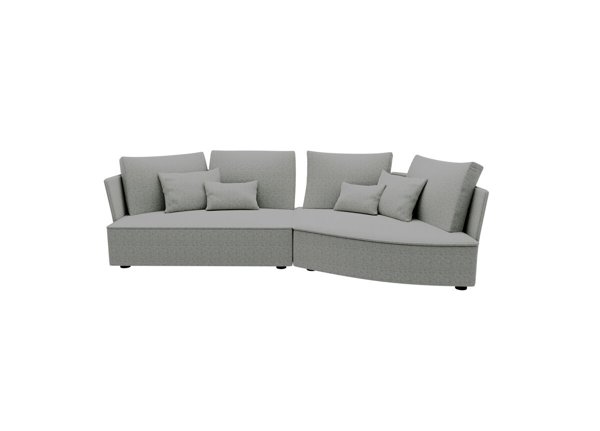Chaise longue 4 plazas LUGANO tela 2 Gris Claro
