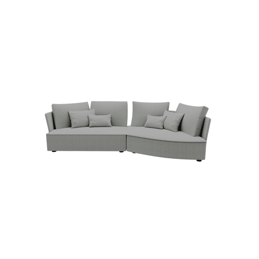 Chaise longue LUGANO direita 4 lugares tecido 2 cor cinza claro