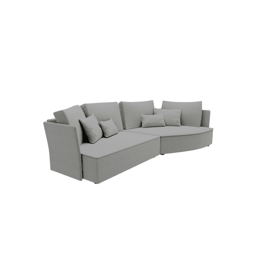 Chaise longue LUGANO direita 4 lugares tecido 2 cor cinza claro