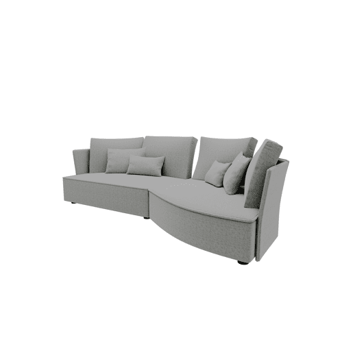 Chaise longue LUGANO direita 4 lugares tecido 2 cor cinza claro