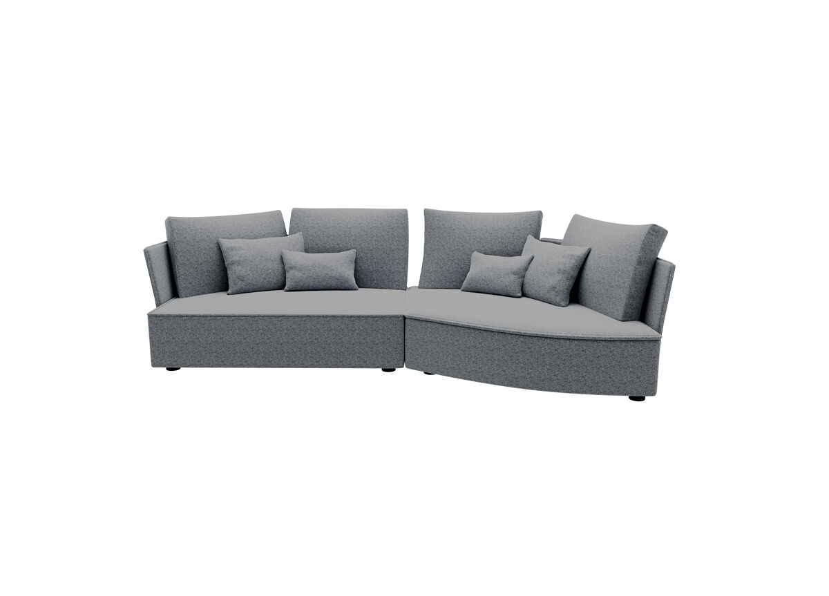 Chaise longue 4 plazas LUGANO tela 2 Gris Medio