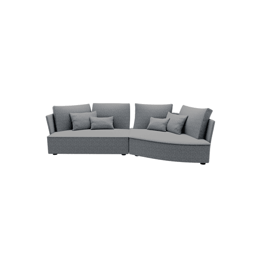 Chaise longue LUGANO direita 4 lugares tecido 2 cor cinza