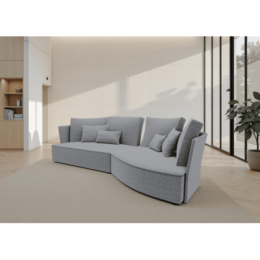 Chaise longue LUGANO direita 4 lugares tecido 2 cor cinza