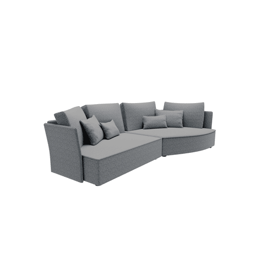 Chaise longue LUGANO direita 4 lugares tecido 2 cor cinza