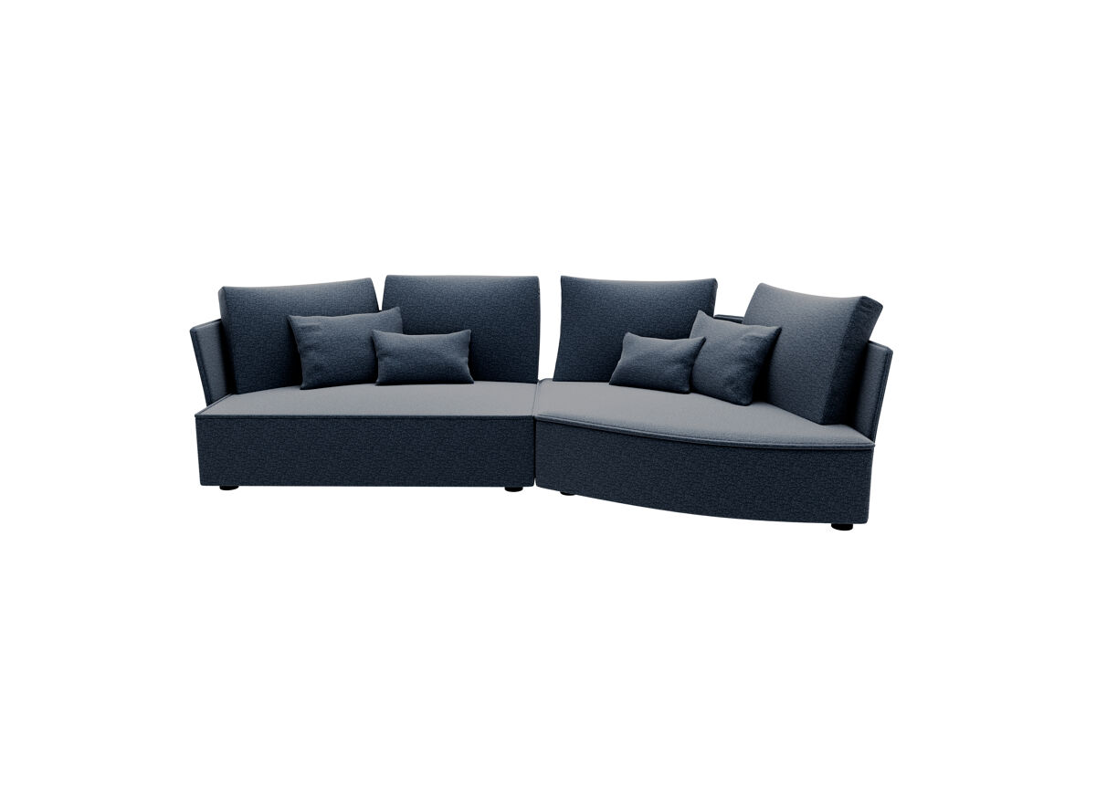 Chaise longue 4 plazas LUGANO tela 2 Gris Oscuro
