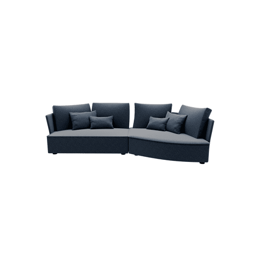 Chaise longue LUGANO direita 4 lugares tecido 2 cor cinza escuro