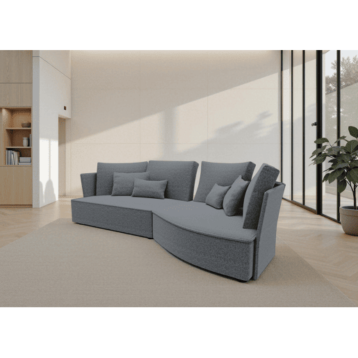 Chaise longue LUGANO direita 4 lugares tecido 2 cor cinza escuro